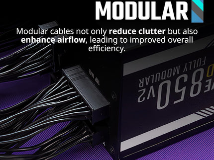 Cooler Master MWE Gold 850 V2 Full Modular, 850W, 80+ Gold Efficiency, 2 EPS Connectors, 120mm HDB Fan, Semi-fanless Operation, 5 Year Warranty