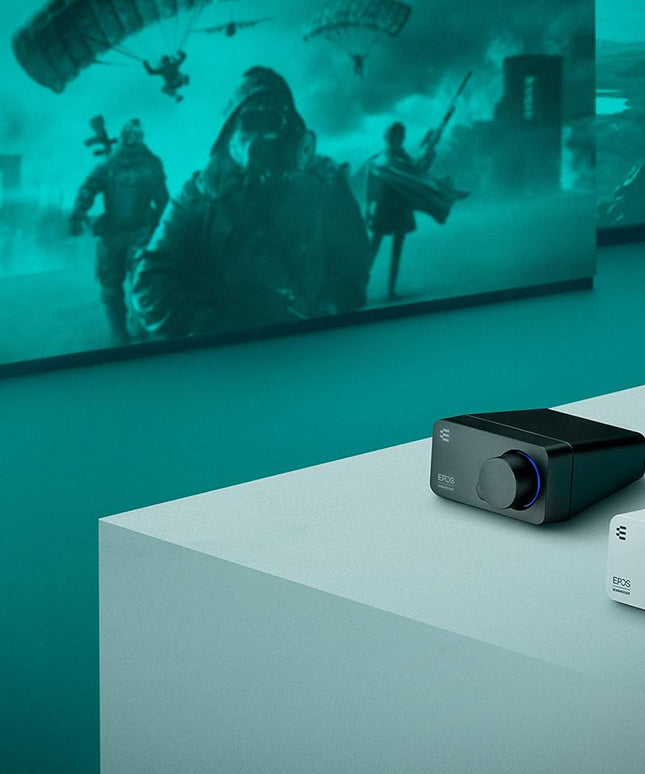 EPOS GSX 300 - External Computer Sound Card - High-Resolution Stereo & 7.1 Surround Sound - LED Volume Dial; Customizable Smart Button - Windows 10 Synchronized