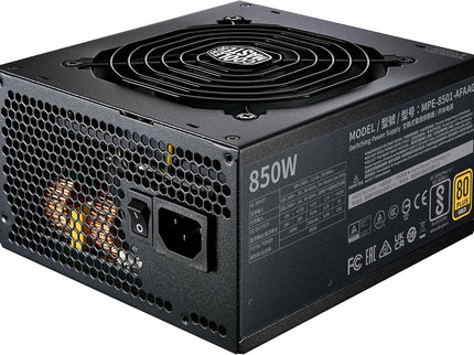 Cooler Master MWE Gold 850 V2 Full Modular, 850W, 80+ Gold Efficiency, 2 EPS Connectors, 120mm HDB Fan, Semi-fanless Operation, 5 Year Warranty