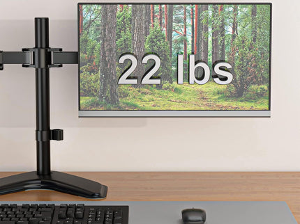 WALI Dual Monitor Desk Stand – Fits 2 Monitors up to 27", Max 22 lbs per Arm, Full-Motion, Free-Standing – Black (MF002)