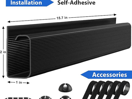 ZhiYo Under Desk Cable Management – 94.5" (6×15.8") J-Channel,