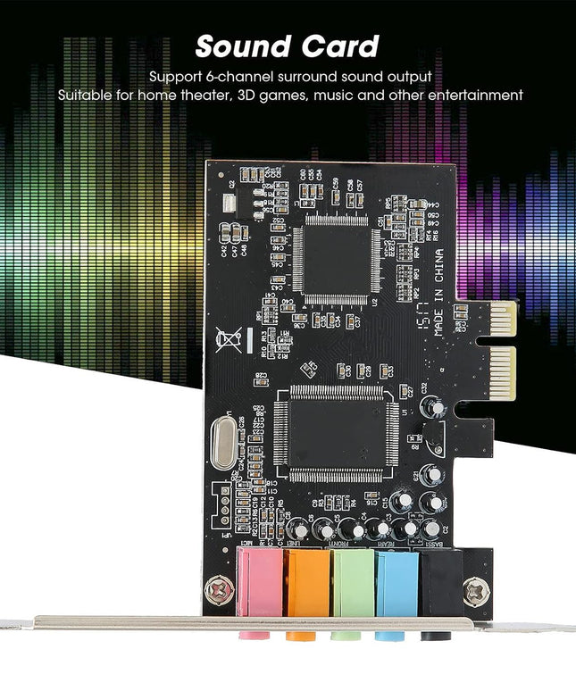 ASHATA PCIe Sound Card, 5.1 Internal Sound Card for PC 7 /Vista/XP 32/64 bit with Low Bracket, 3D Stereo PCI e Audio Card