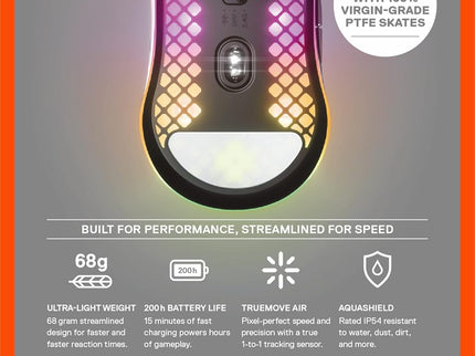SteelSeries Aerox 3 Wireless RGB Gaming Mouse – 18K DPI
