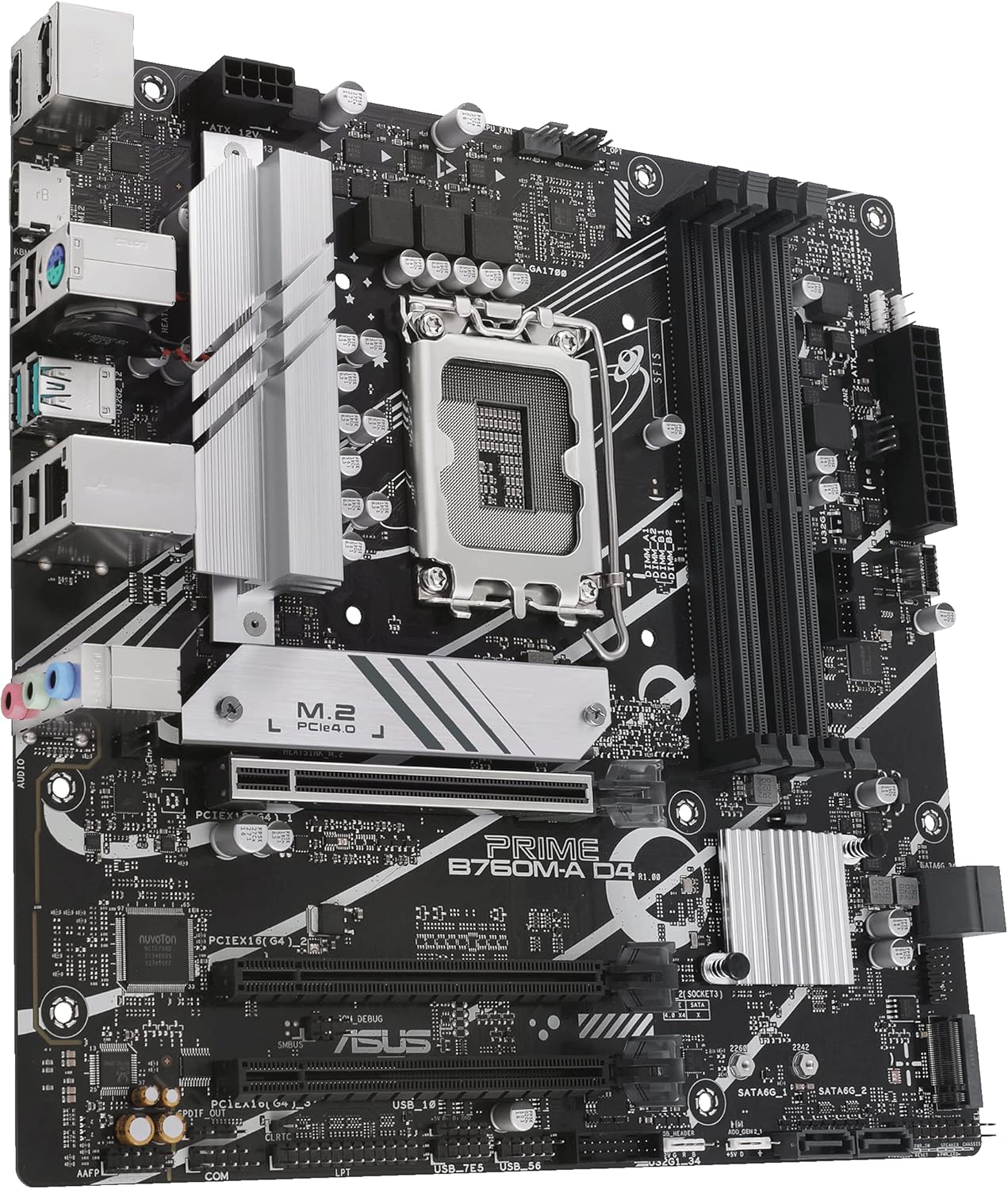 ASUS Prime B760M-A D4-CSM Intel B760 (LGA 1700) mATX Commercial CSM Motherboard, PCIe 4.0, DDR4, 2X M.2, 2.5Gb LAN, DP, 2X HDMI, SATA 6 Gbps, USB Type-C, Aura Sync, ASUS Control Center Express
