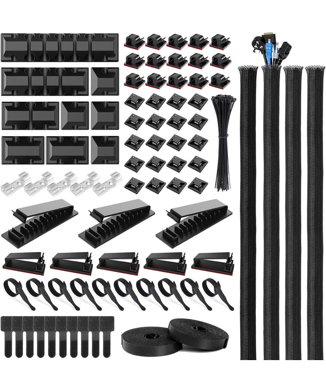OneLeaf 183Pcs Cable Management Kit, Multifunction Wire Organizers for Cords, Cable Organizer for Desk, Computer Cord Management, Various Accessories Chord Organization for Home, Office, Data Centers