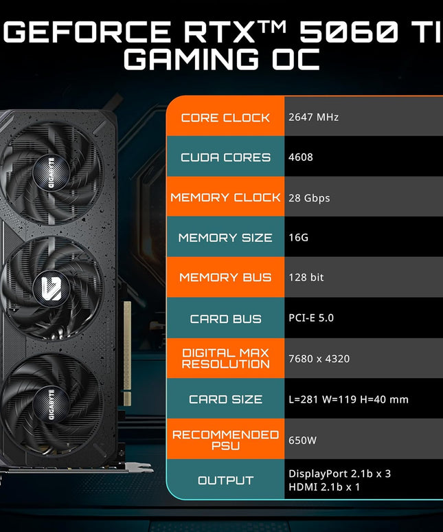 GIGABYTE GeForce RTX 5060 Ti Gaming