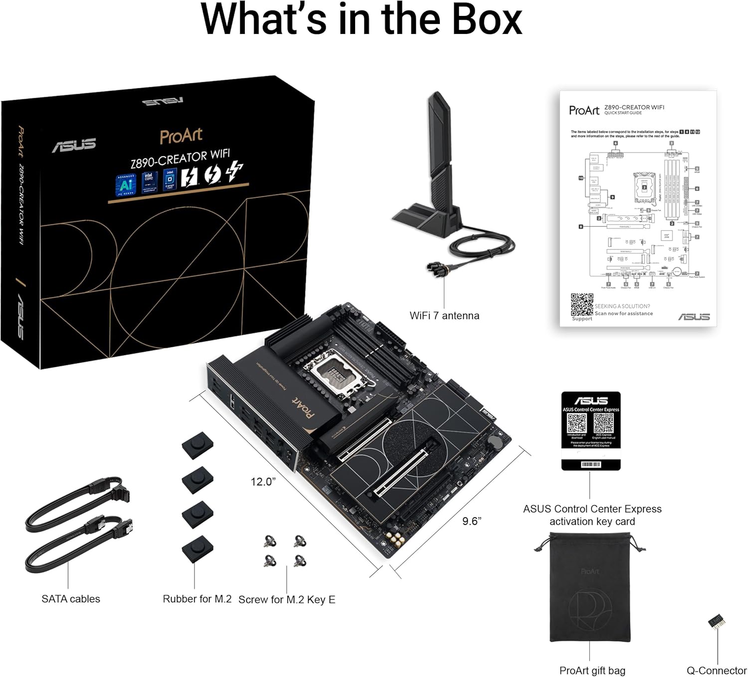 ASUS ProArt Z890-CREATOR WIFI Z890 LGA 1851 ATX Motherboard, Intel® Core™ Ultra Processor Series 2 Ready, 16+2+1+2 stages, PCIe® 5.0, DDR5, Thunderbolt™ 5 Type-C®, 10+2.5 Gb LAN, WiFi 7, 5x M.2, AI OC
