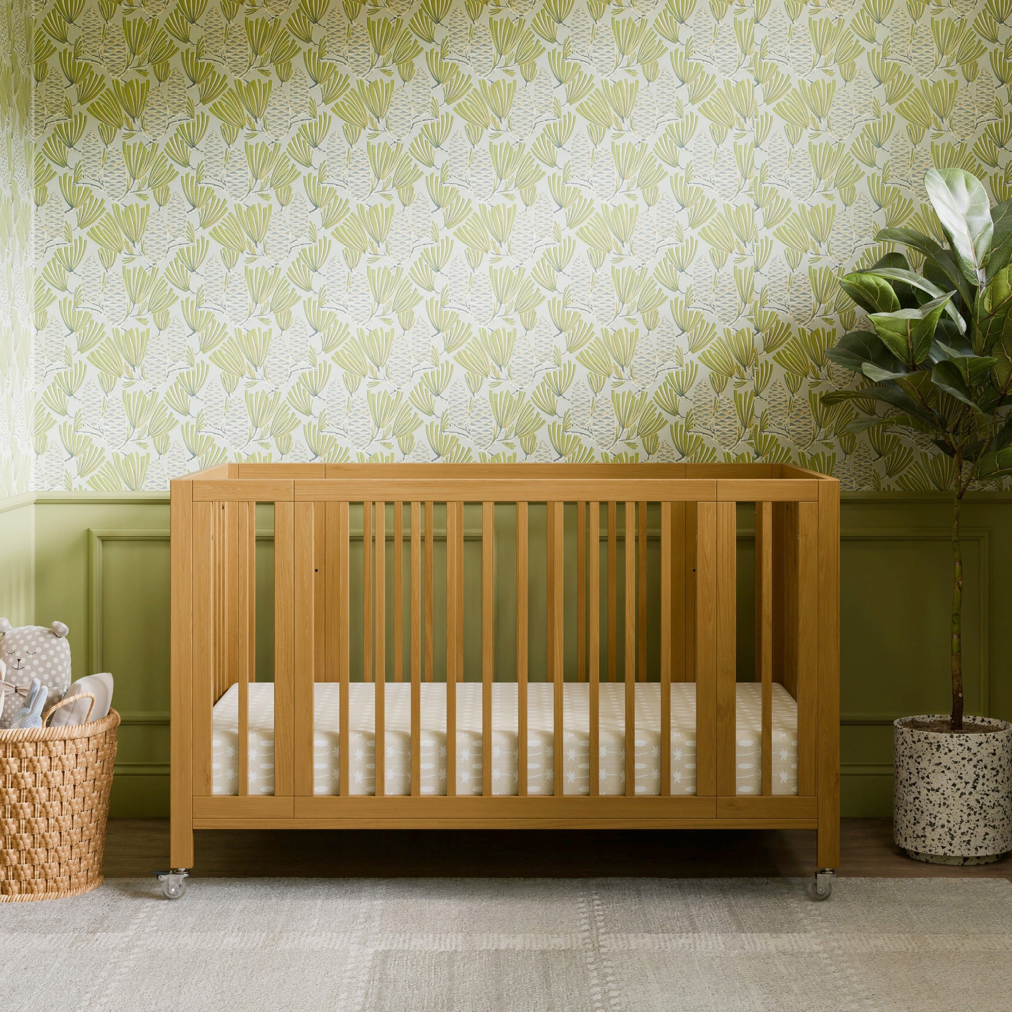 M30880HY,Babyletto,Rolli 9-in-1 Convertible All-Stages« Crib w/ Bassinet & Toddler Bed Kits in Honey