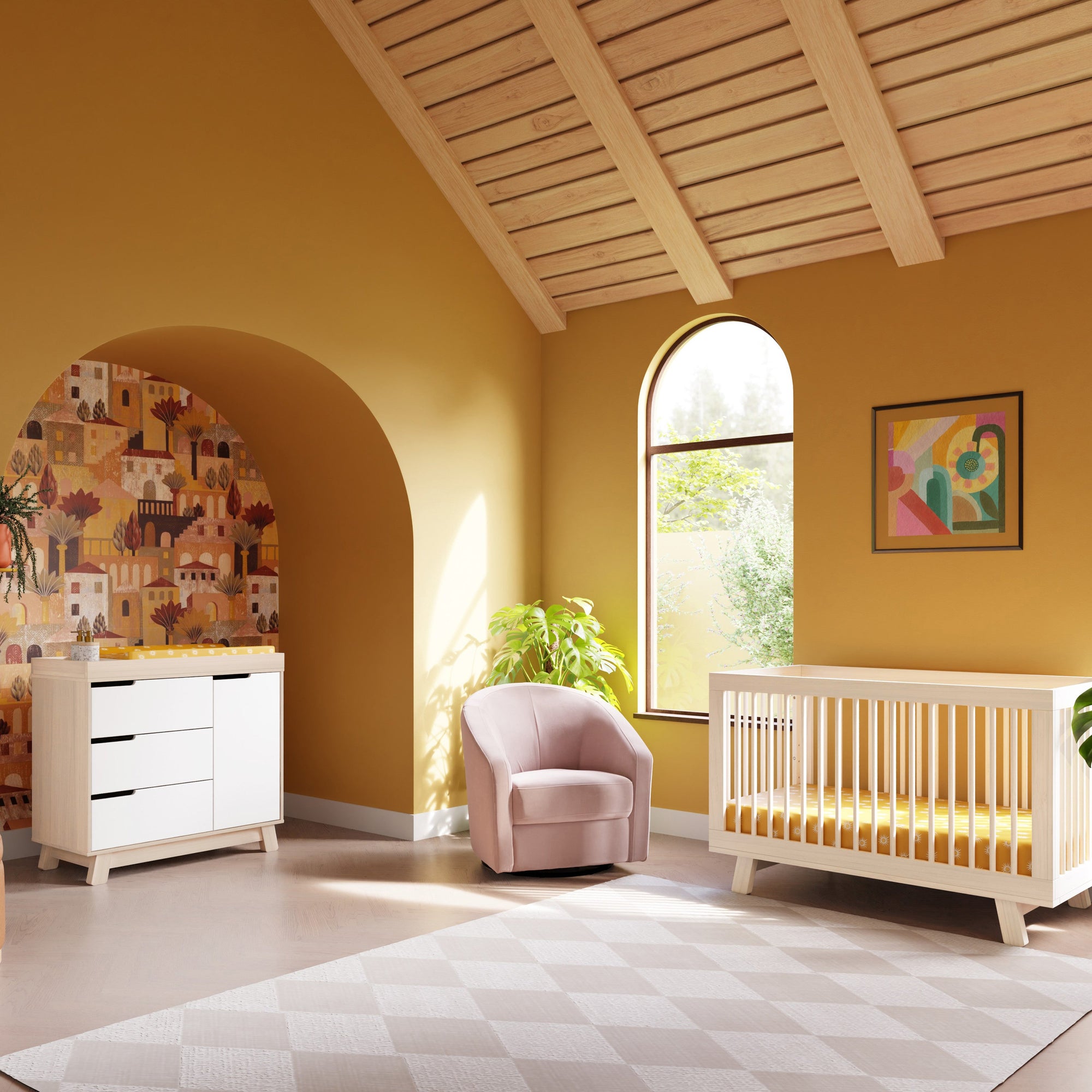 M4223NXW,Babyletto,Hudson 3-Drawer Changer Dresser w/Removable Changing Tray in WashedNatural/White