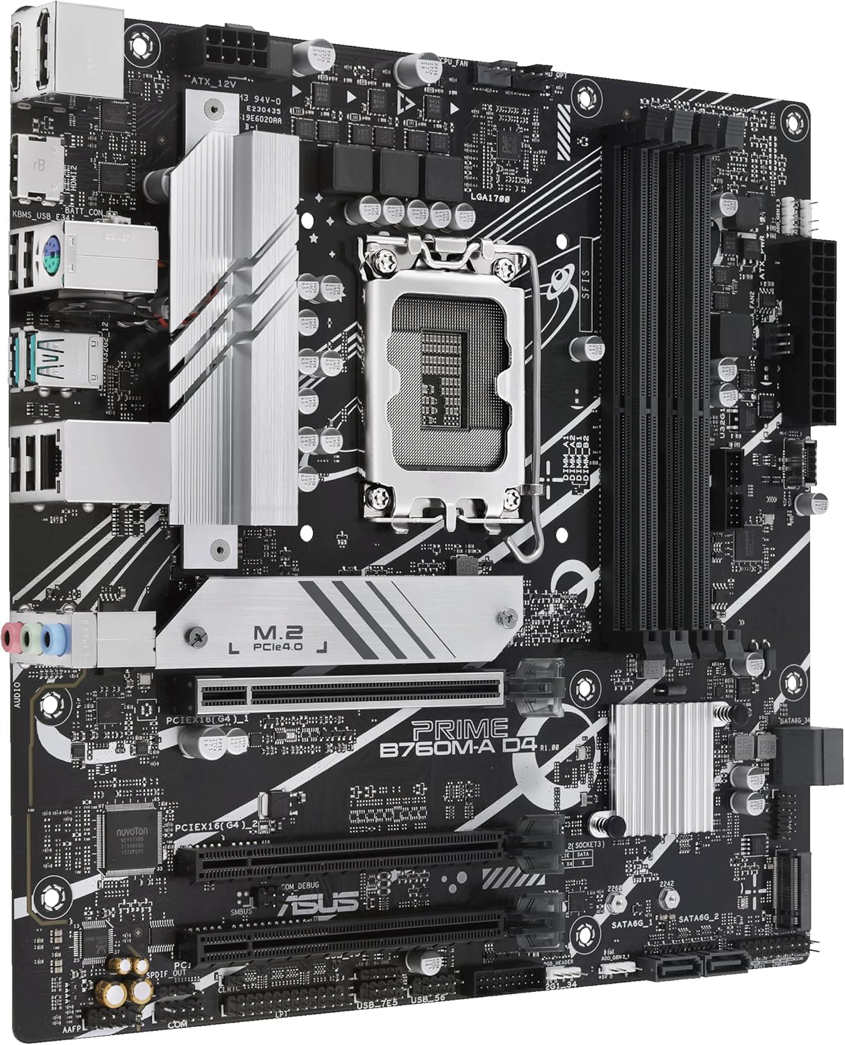 ASUS Prime B760M-A D4-CSM Intel B760 (LGA 1700) mATX Commercial CSM Motherboard, PCIe 4.0, DDR4, 2X M.2, 2.5Gb LAN, DP, 2X HDMI, SATA 6 Gbps, USB Type-C, Aura Sync, ASUS Control Center Express