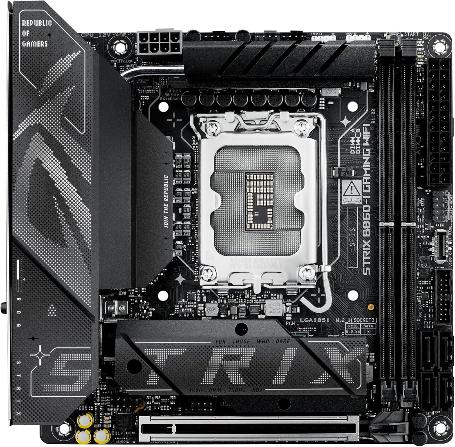 ASUS ROG STRIX B860-I GAMING WIFI B860 LGA 1851 mITX Mini-ITX motherboard, Intel® Core™ Ultra Series 2 Ready, Advanced AI ready, 10+1+2+1 stage, DDR5, 2.5G LAN, WiFi7, M.2, Thunderbolt™ 4, USB Type-C®