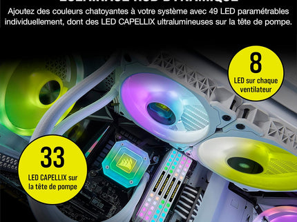 Corsair iCUE H100i Elite Capellix Liquid CPU Cooler for Desktop - White