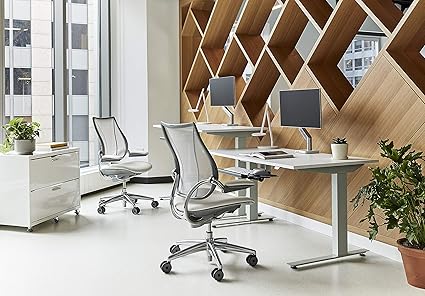 Humanscale M2.1 Monitor Arm – 2-Piece Clamp Mount with Base, Angled/Dynamic Link, Standard Tilt, VESA 100x100mm – Black