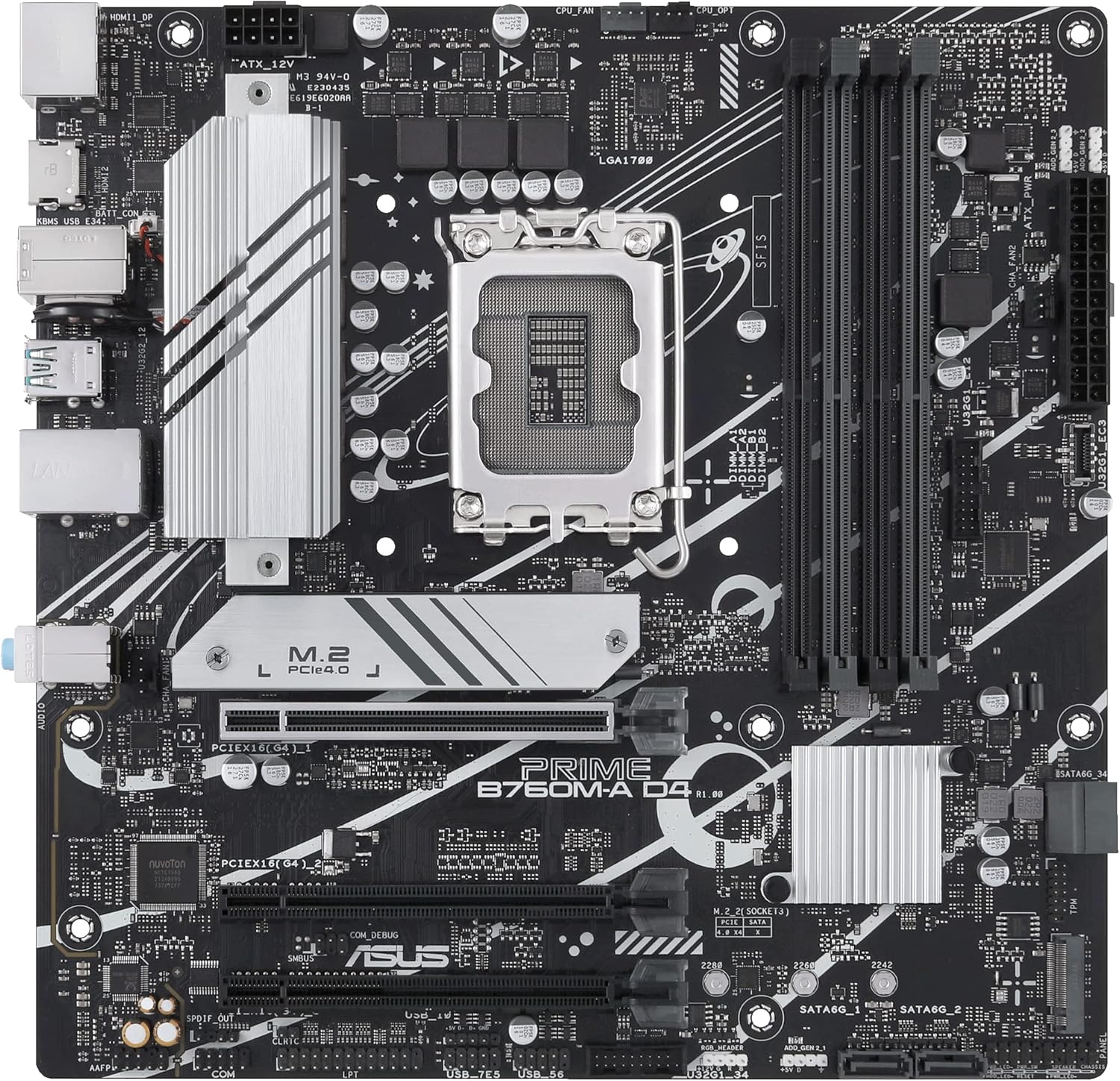 ASUS Prime B760M-A D4-CSM Intel B760 (LGA 1700) mATX Commercial CSM Motherboard, PCIe 4.0, DDR4, 2X M.2, 2.5Gb LAN, DP, 2X HDMI, SATA 6 Gbps, USB Type-C, Aura Sync, ASUS Control Center Express