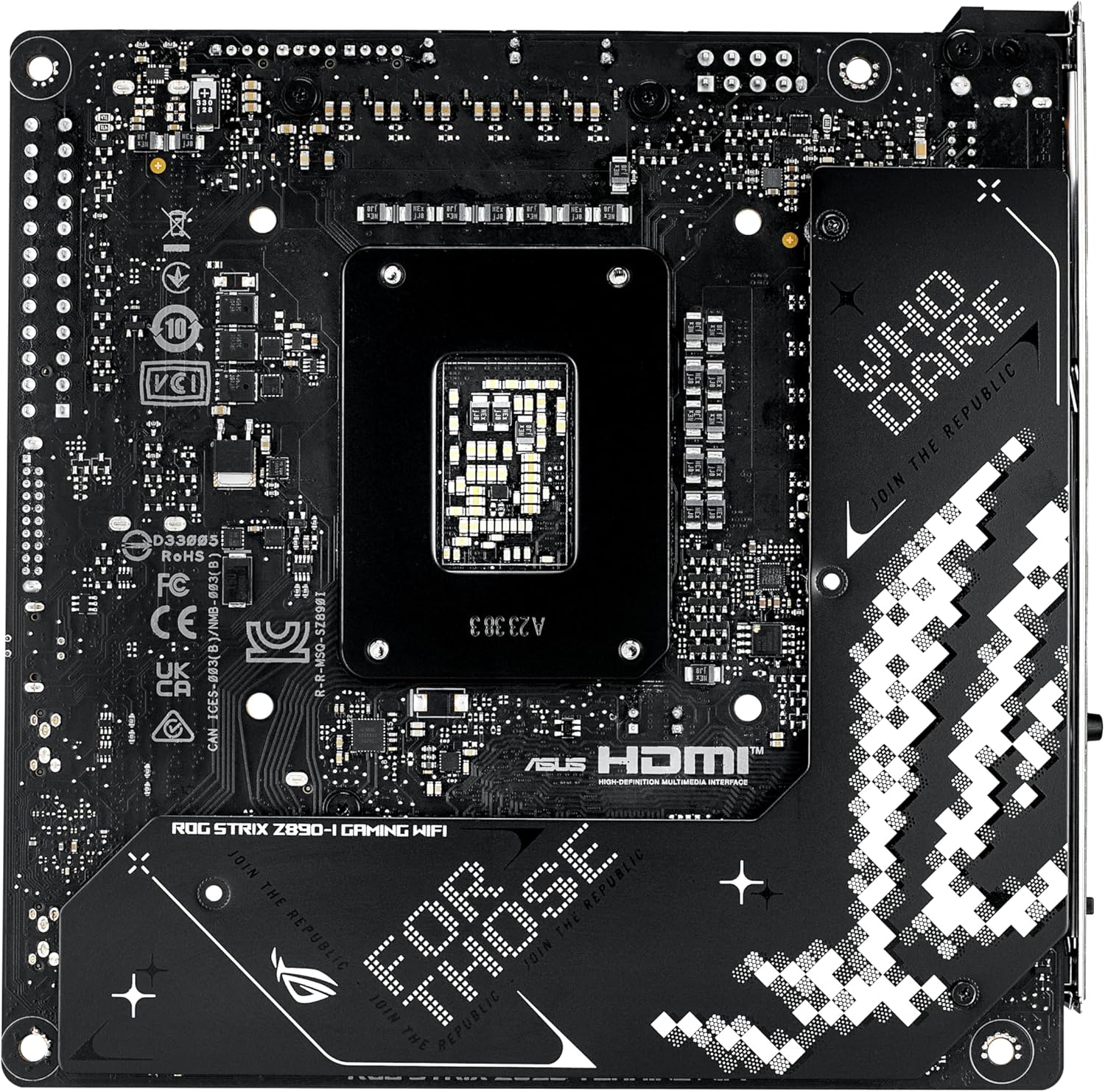 ASUS ROG STRIX Z890-I GAMING WIFI Intel® Z890 LGA 1851 Mini-iTX motherboard, Intel® Core™ Ultra Series 2 Ready, Advanced AI PC-ready, 10+2+1+1 stages, DDR5, WiFi 7, 2x M.2, Thunderbolt™ 4, USB Type-C®