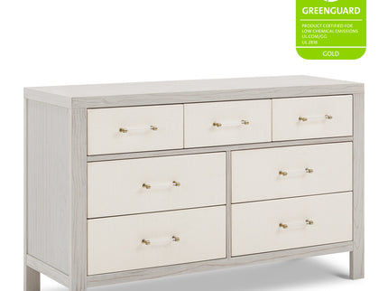 M24816WDFPEW,Namesake,Eloise 7-Drawer Assembled Dresser in White Driftwood and Performance Pearl Eco-Weave