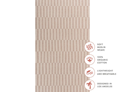 T30635,Babyletto,Cocoa Stripe Muslin Crib Sheet in GOTS Certified Organic Cotton