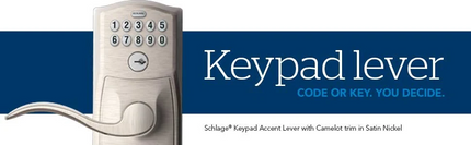 Schlage Customizable Keying Plymouth-Latitude Satin Nickel Keypad Electronic Handle Lock