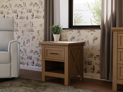 B14560DF,Monogram by Namesake,Emory Farmhouse Nightstand in Driftwood