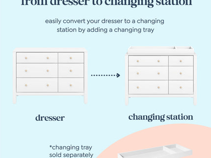 F30326WNX,Carter's,Marisol 6-Drawer Dresser in White/Washed Natural