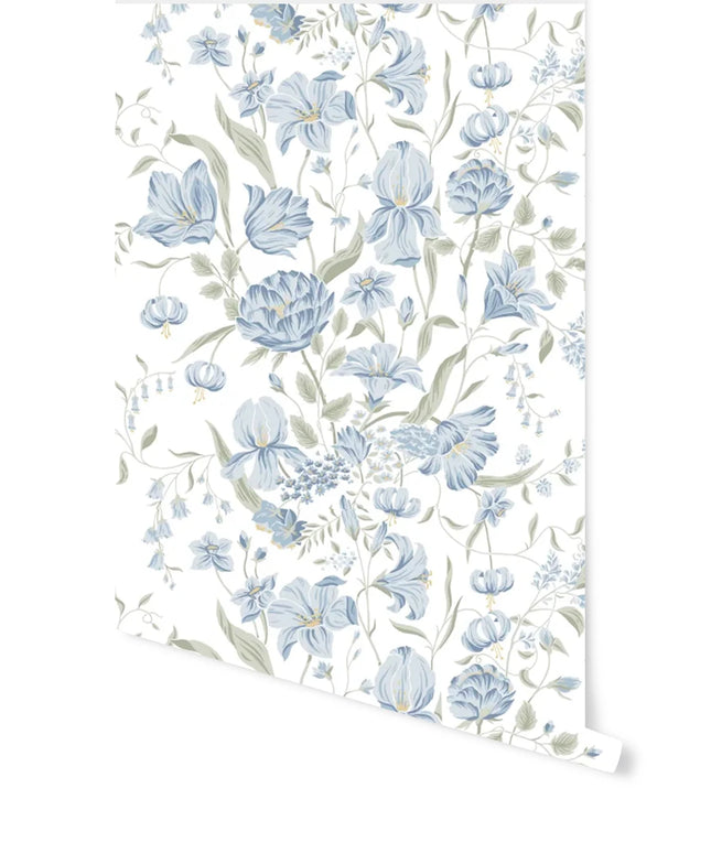 Bukett Wallpaper in Sky Blue