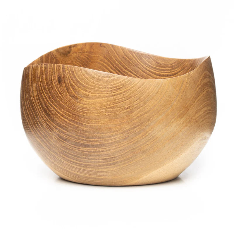 Flower Teshiozara Teak Wood Cereal Bowl