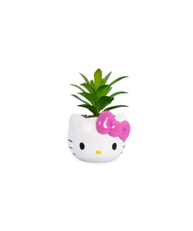 Hello Kitty Face 3-In Ceramic Mini Planter with Artificial Succulent