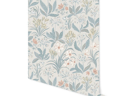 Huset Wallpaper in Folklore Blue