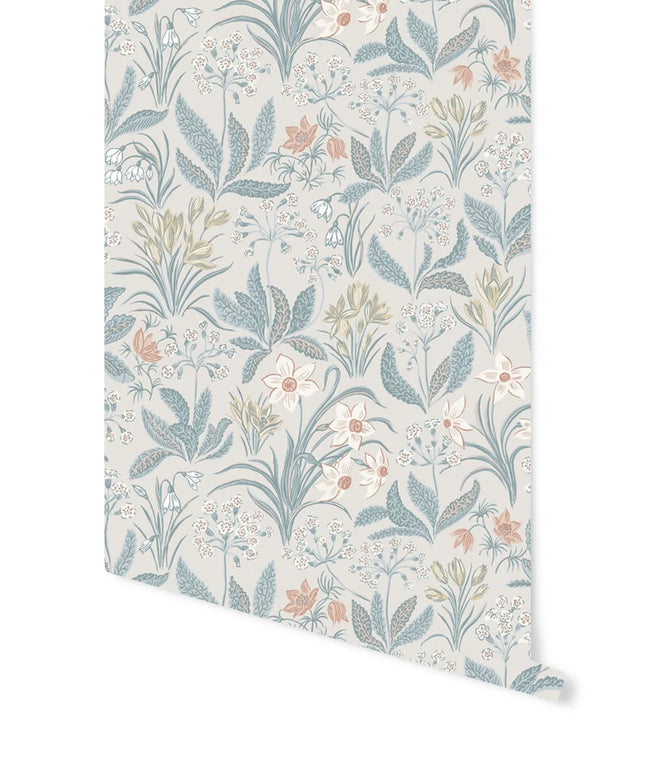 Huset Wallpaper in Folklore Blue