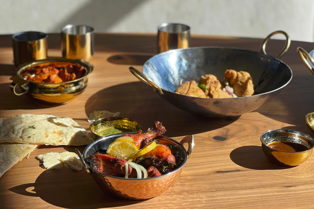 Indian Handi Serving Bowl - Brass Colored Stainless Steel