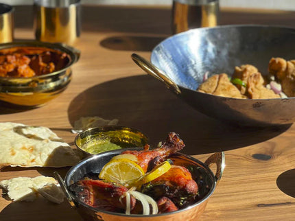 Indian Handi Serving Bowl - Hammered Copper Double Walled