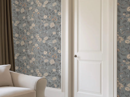 Karin Wallpaper in Folklore Blue