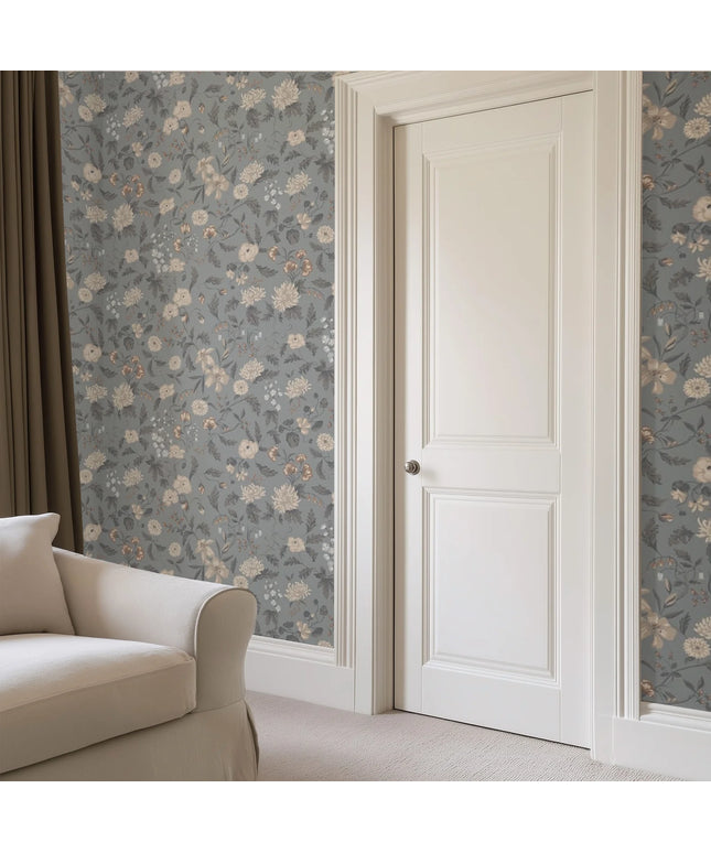 Karin Wallpaper in Folklore Blue