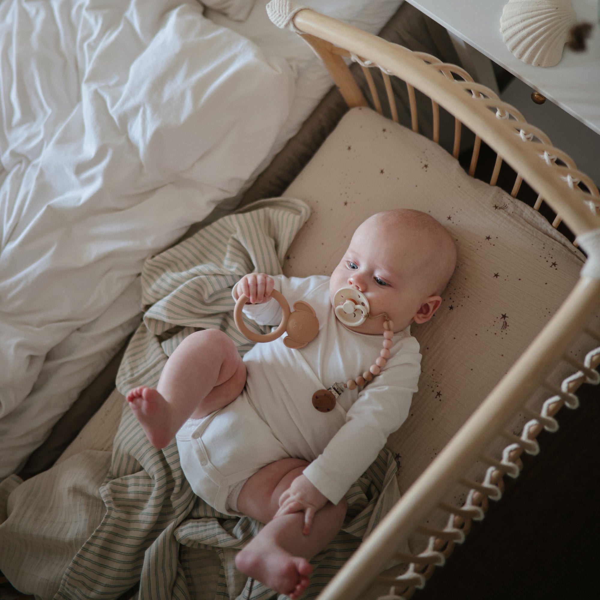 Mushie Silicone Pacifier Clip | Eva