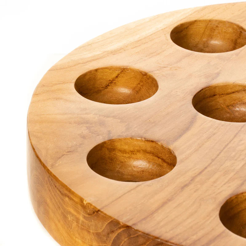 Live Edge Tamago Egg Teak Wood Serving Tray