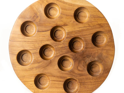 Live Edge Tamago Egg Teak Wood Serving Tray