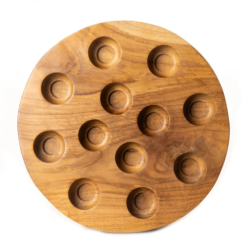 Live Edge Tamago Egg Teak Wood Serving Tray