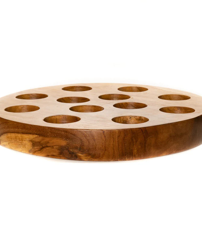Live Edge Tamago Egg Teak Wood Serving Tray
