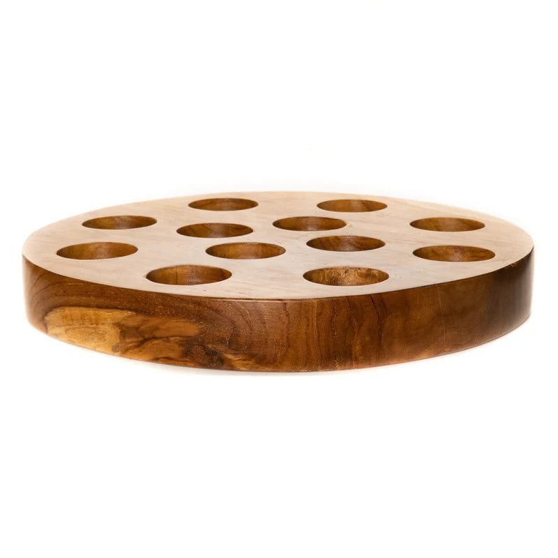 Live Edge Tamago Egg Teak Wood Serving Tray