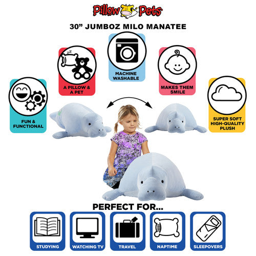 Milo Manatee Jumbo 30" Plush Pillow Pet Puff