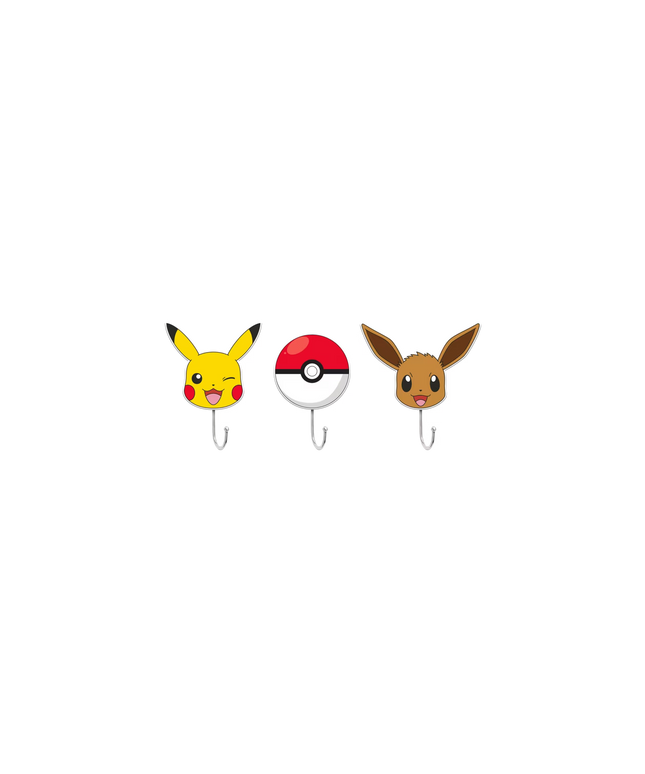 Pokemon Pikachu Eevee and Pokeball 3-Piece Die Cut Wall Hook Set