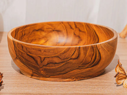 Round 7" Footed Teak Wood Bowl