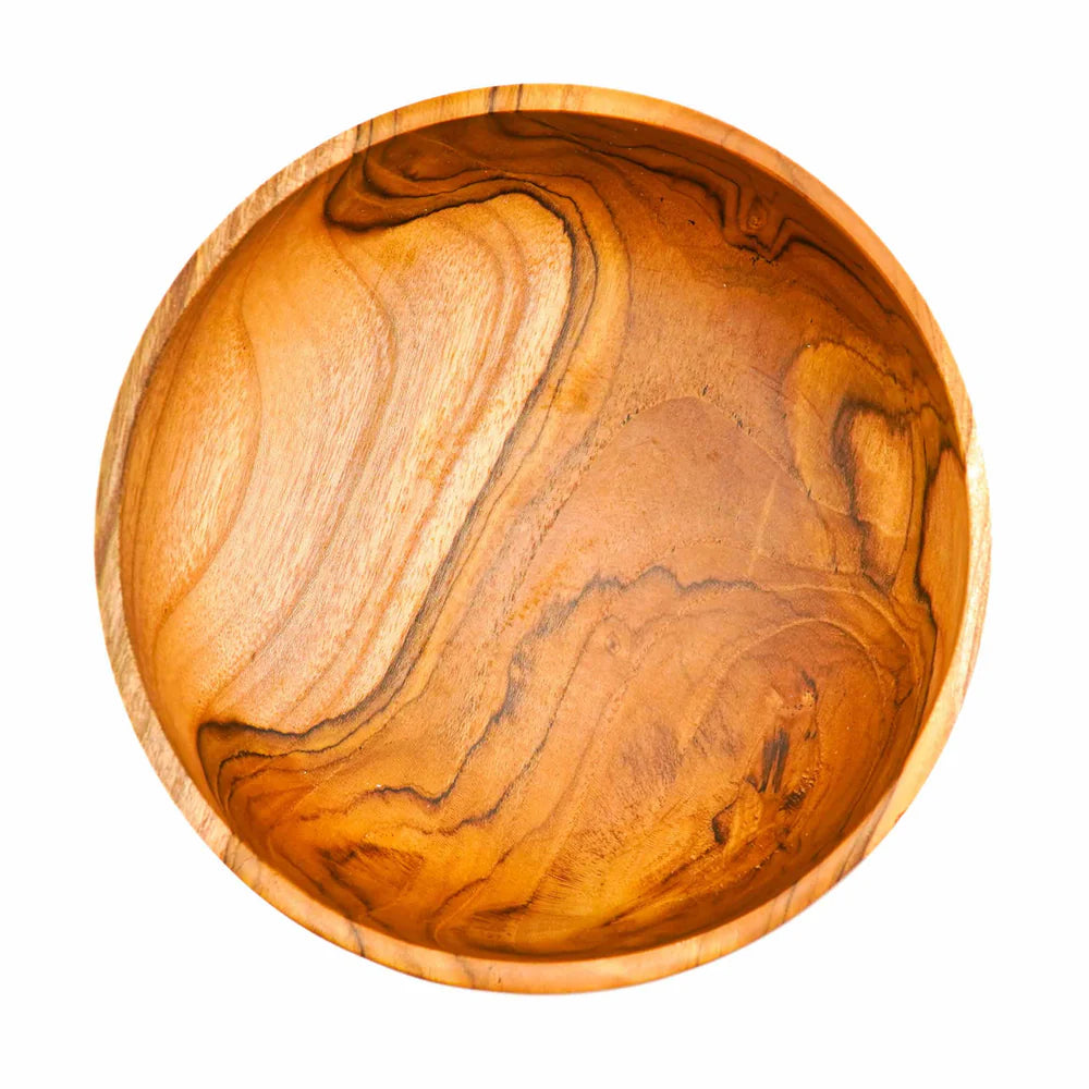 Round 7" Footed Teak Wood Bowl