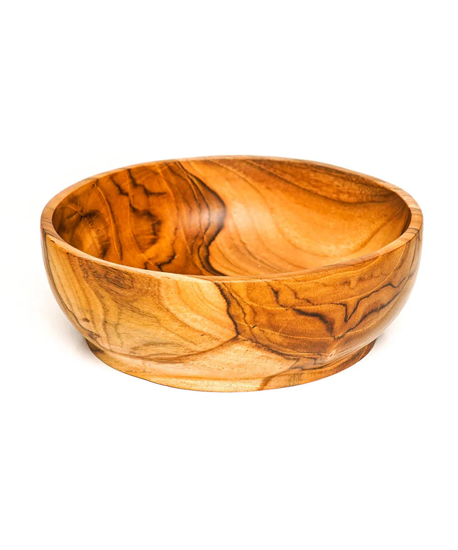 Round 7" Footed Teak Wood Bowl