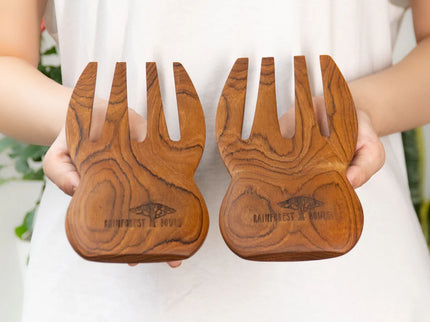Teak Wood Salad Serving Hands - Pair