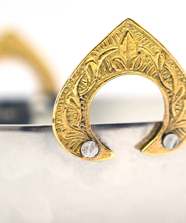 Indian Handi Serving Bowl - Stainless Steel with Brass Handles