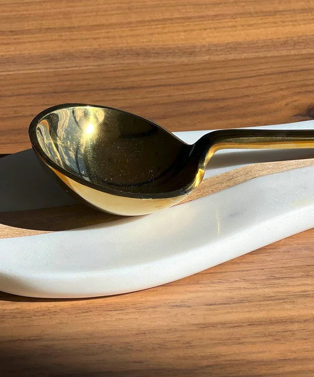 Marble and Wood Spoon Rest