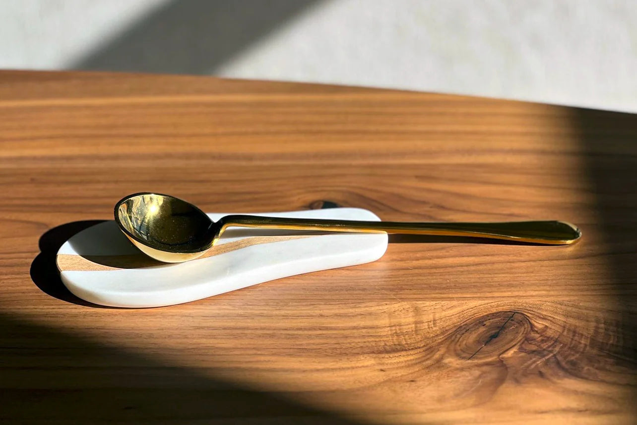 Marble and Wood Spoon Rest