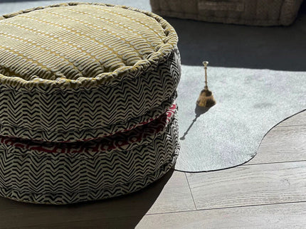 Block Print Meditation Cushion - Double Sided Round