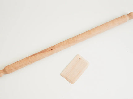 Italian Mattarello Pasta Rolling Pin and Dough Scraper Set